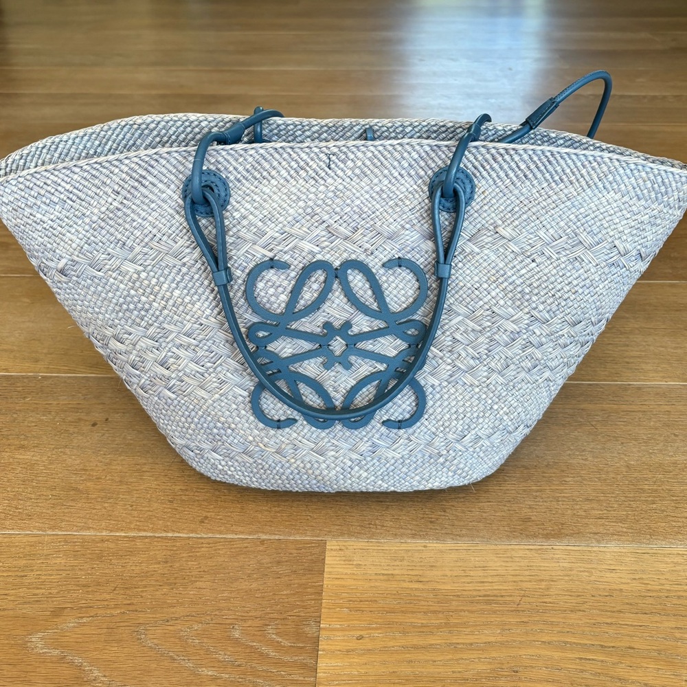 Anagram-embroidered Palm And Leather Basket Bag- LOEWE
